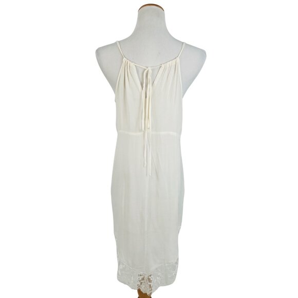 Free People White Lace Trim Asymmetrical Boho Cottagecore Relaxed Slip Dress - Picture 10 of 14